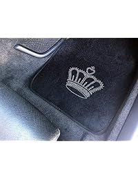 carscover King corona vidrio Diamante Bling Rhinestone Studded alfombra de coche SUV Camión Alfombrillas 4 Piezas