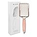 Navaris Paddle Brush Large Detangling Styling Hairbrush for All Hair Types with Conforming Comfort Gel Handle Metallic Rose Gold