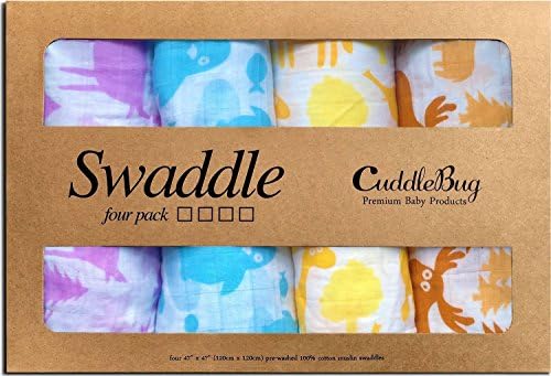 CuddleBug Colorful Critter Muslin Swaddles