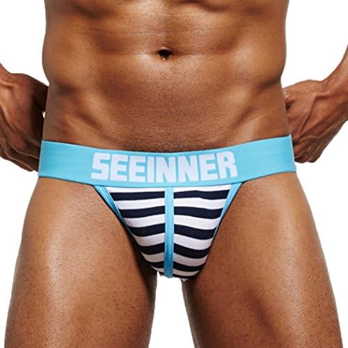 huichang Mens Underwear Shorts Underpants Striped Printed Soft Cotton Briefs Panties