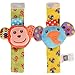 ThinkMax Baby Rattle, 4PCS Baby Wrist Rattle and Foot Rattles Finder Socks Set, Developmental Soft Animal Rattles Infant Baby Toys (Monkey and Elephant)