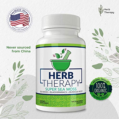 Herb Therapy Sea Moss Capsules 100 Pack Irish Sea Moss with