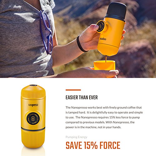 Wacaco Nanopresso Portable Espresso Maker, Upgrade Version of Minipresso, 18 Bar Pressure, Yellow Patrol Edition, Extra Small Travel Coffee Maker, Manually Operated. Perfect for Kitchen and Office - Thumbnail 2