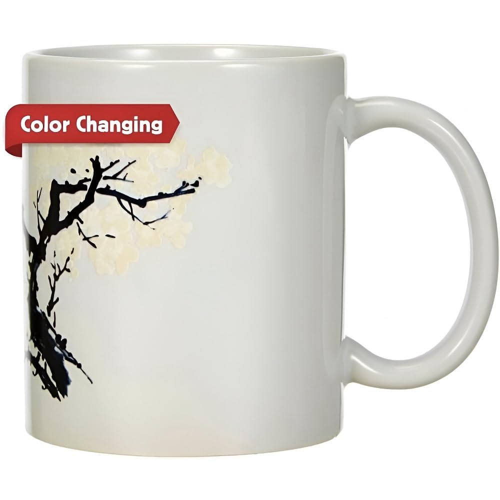 Kikkerland Porcelain Thermographic Ink Cherry Blossom Morph Mug, Multi-Colour