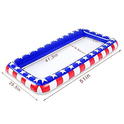EGNARO Inflatable Cooler,Patriotic-patterned,Buffet Salad Serving Bar Tray Food Drink Holder,Buffet Cooler with Drain Plug for Party,BBQ,Pinic,Camping,51"x25.5"x5.5" (3-pack)