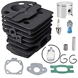 Poweka 46mm Cylinder Piston Kit for Husqvarna 50,51,55 Rancher Chainsaws ,Replace part# 503 60 91 71, 503 16 16-02, 501 76 18-02