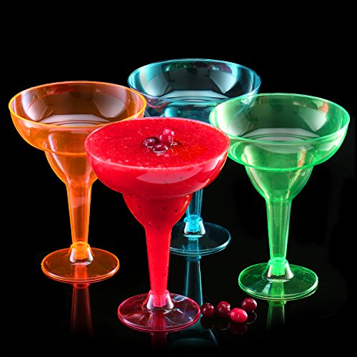 Set of 36 â€“ 12-ounce Hard Plastic Cocktail Margarita Glass, Two Piece Party Shot Cup, Assorted Colors