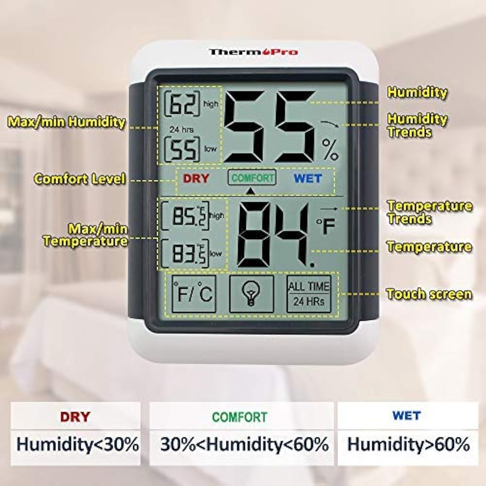 TP55 Hygrometers Digital Indoor Thermometer Humidity Gauge With Jumbo