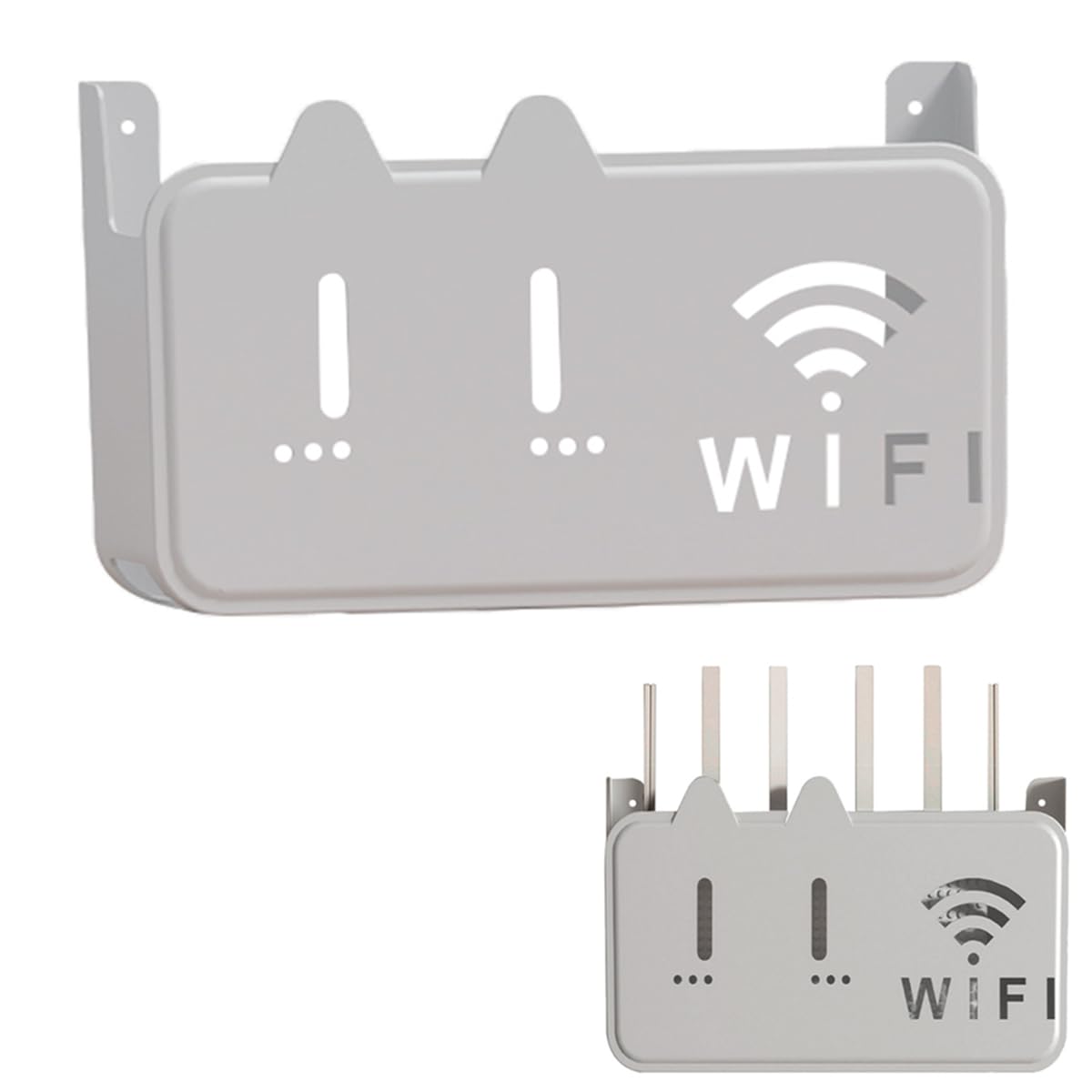 PUIOTEAI Router Shelf, Wifi Router Storage Box, Box Shelves for Wall, Wall-Mounted Wifi Storage Box for Storage of Wires, Routers, TV Set-Top Boxes, Remote Control, etc.(Color:Grau)