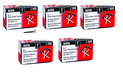image for ACCO Brands ACCO Brass Plated Paper Fastener, 1 Inch Length, 100 Faste