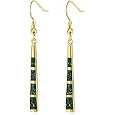 CiNily Opal Drop Earrings - Silver or Gold Plated Dangle Bar Jewelry for Women, Gems Earrings 2 1/8"