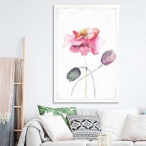 Canvas Wall Art - Watercolor Paint Pink Poppy Flower Series 2 Artwork - Giclee Print Gallery Wrap Modern Home Art Ready to Hang - 12x18 inches