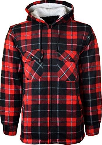 Inspire MeMens Fleece Padded Lumberjack Hooded Thermal Check Shirt Long Sleeve Sherpa Fur Lined Material Machine Washable Decent Look Feel Comfortable