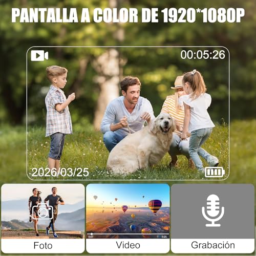 OBEST Cámara de Acción Inalámbrica Portátil 1080P, Cámara para Collar para Mascotas, Cámara Deportiva, Bodycam para Moto Gran Angular 120° para Deportes Al Aire, Blanco