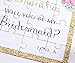 Custom Bridesmaid Proposal Gift, Will You be my Bridesmaid Puzzle with printed Gold Glitter Border and Pink Flowers and Cute Gift Box with Name Tag