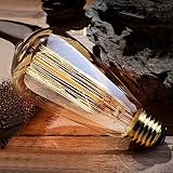 EYLM Vintage Edison E27 Filament Bulb 40W ST64 2300K 6 Pack Warm Amber view 2