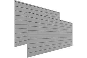 Proslat Garage Storage PVC Slatwall Panel - 2 Packs of 8 ft. x 4 ft. Sections (20 Single Slats which make up 64 sq.ft ) (Light Gray)