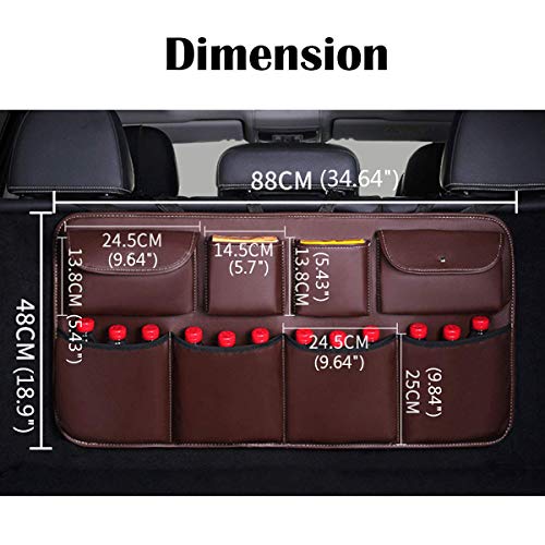 Car Trunk Organizer Hanging Backseat Car Organizer Storage Multipurpose Cargo Accessory Waterproof Dust-proof Upgrade PU Leather Space Saving Facilitator for SUV and Many Vehicles