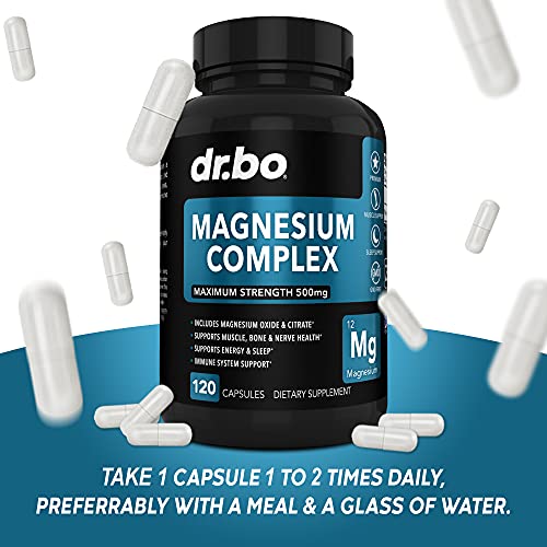 Magnesium Complex Supplement Capsules 500mg Support Energy