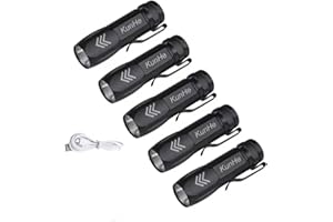 KunHe 5 Pack Mini Small Pocket LED Flashlight, USB Rechargeable Flashlights, High Lumens Bright Powerful EDC Flash Lights, Christmas Gifts for Men