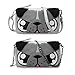 BMC Cute Animal Dog Puppy Face Purse for Girls Teens Women - 3 Detachable Straps for Casual Crossbody Bag, Clutch Wristlet, & Evening Shoulder Handbag - PU Faux Leather - Gray Pug Design