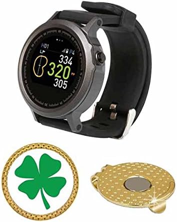GolfBuddy WTX Golf GPS/Rangefinder Smart Watch (40k+ Preloaded Worldwide Courses) Bundle with Magnetic Hat Clip Ball Marker (Four Leaf Clover)
