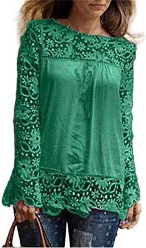 VEMOW Shirts for Women Workout Juniors Blouses Loose Casual for Work Vintage Cute Teen Girls Sexy Large Size Elegant Women's Tank Tops, Long Sleeve Shirt Tops Lace Blouse Cotton