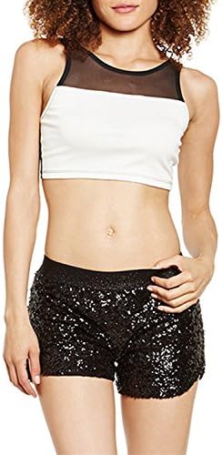 LULULADY Womens Low Waist Metallic Booty Shorts Sequin Shorts Hot Pants