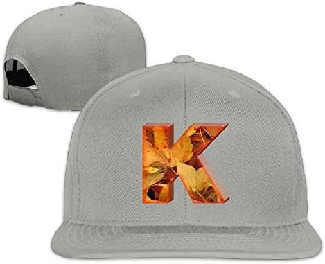 VKLFN Professional Unisex Snapback Adjustable Truck Cap Sports Travel Hat Natural, Fall Leaves Letter K Baseball Flat Hat