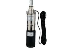 ZYIY 12V Deep Well Submersible Pump 200W DC Solar Power Deep Well Pump 3" Stainless Steel Submersible Well Pump 1"Bore Pump High Lift 131ft Pressure Well Water Pumps for Home,Industrial,Irrigation Use