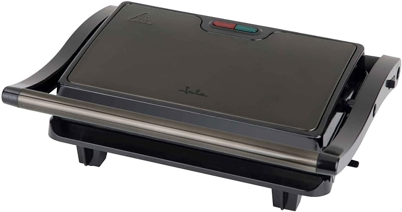 JEGR1106 Grelha Elétrica 750 W, Placas antiaderentes lisas de 22,5 x 14,6 cm, Cozinha todos os tipos de alimentos, tampa superior inclinável, abertura de 180°