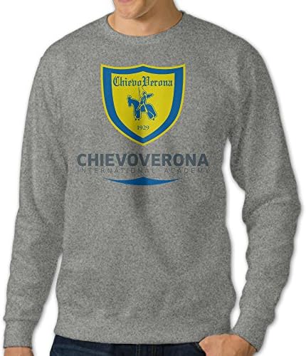 Men's A.C. Chievo Verona Logo Round Collar Pullover Hooded Sweatshirt Ash Size S