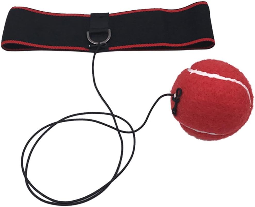 Enjocho Speed Boxing Ball Reflex Fight Ball with Elastic Headband -Training Reaction Ball on String Punching Focus Punch Head Band Trainer -Perfect Reflex Ball for Men,Women & Kids! Style 2 (Red)