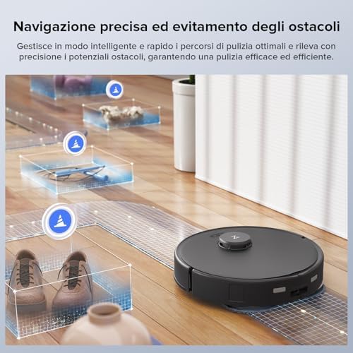 Qrevo Edge S5A Robot Aspirapolvere Lavapavimenti, Antigroviglio, Spazzola Laterale e Mocio FlexiArm, 18.500 Pa, 10 mm Sollevamento Automatico dei Moci, Evita Ostacoli, Stazione Tutto in Uno