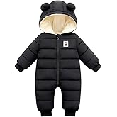 CHAOJIESI Unisex Baby Snowsuit Infant Cute Bear Hooded Winter Warm Flannel Lining Romper