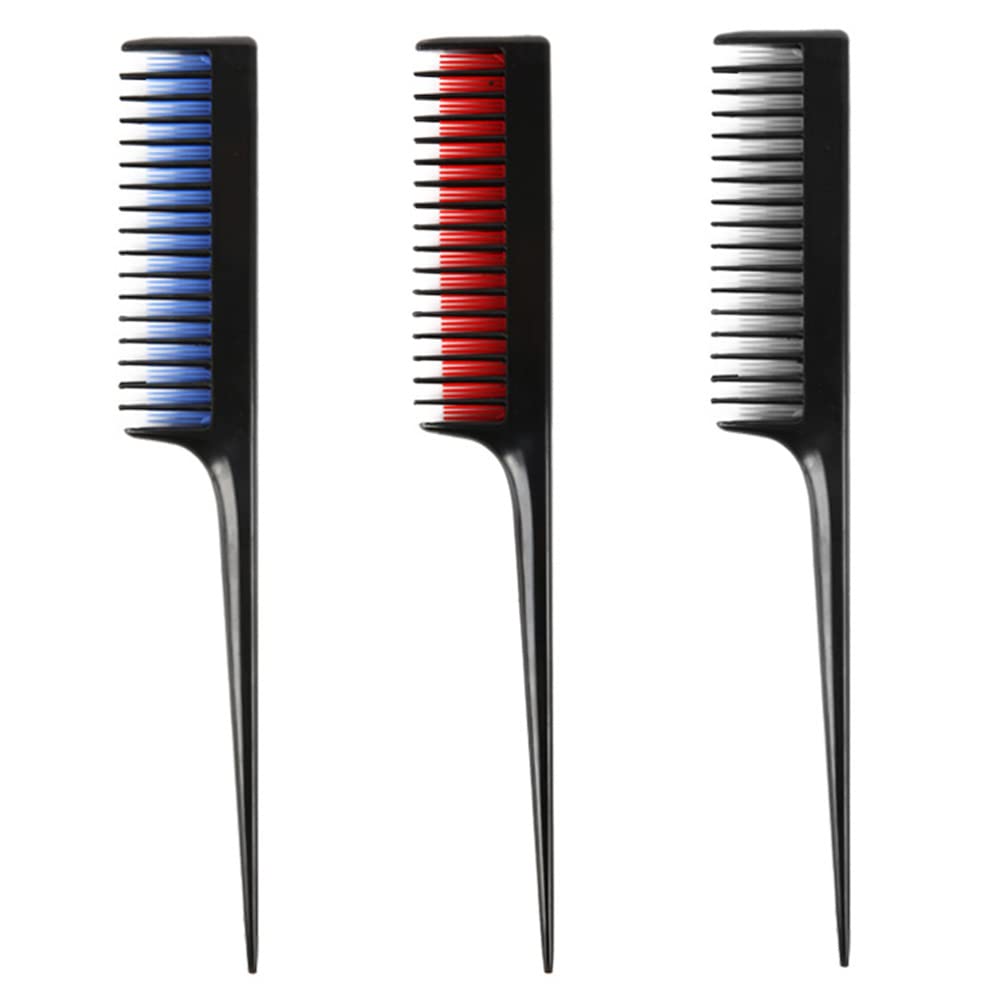 3 Pcs Hairdressing Back Combing Triple Teasing Comb Hairdressing Back Combing Tail Comb Hairdressing Combs for Back Brushing Combing Slicking Hair