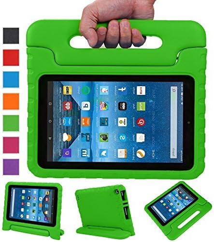 Fire 7 case,Fire 7 2015 Case, Husidy Kids Shock Proof Convertible Handle Light Weight Super Protective Stand Cover for Amazon Fire Tablet (7 inch Display, 2015 Release Only), GREEN