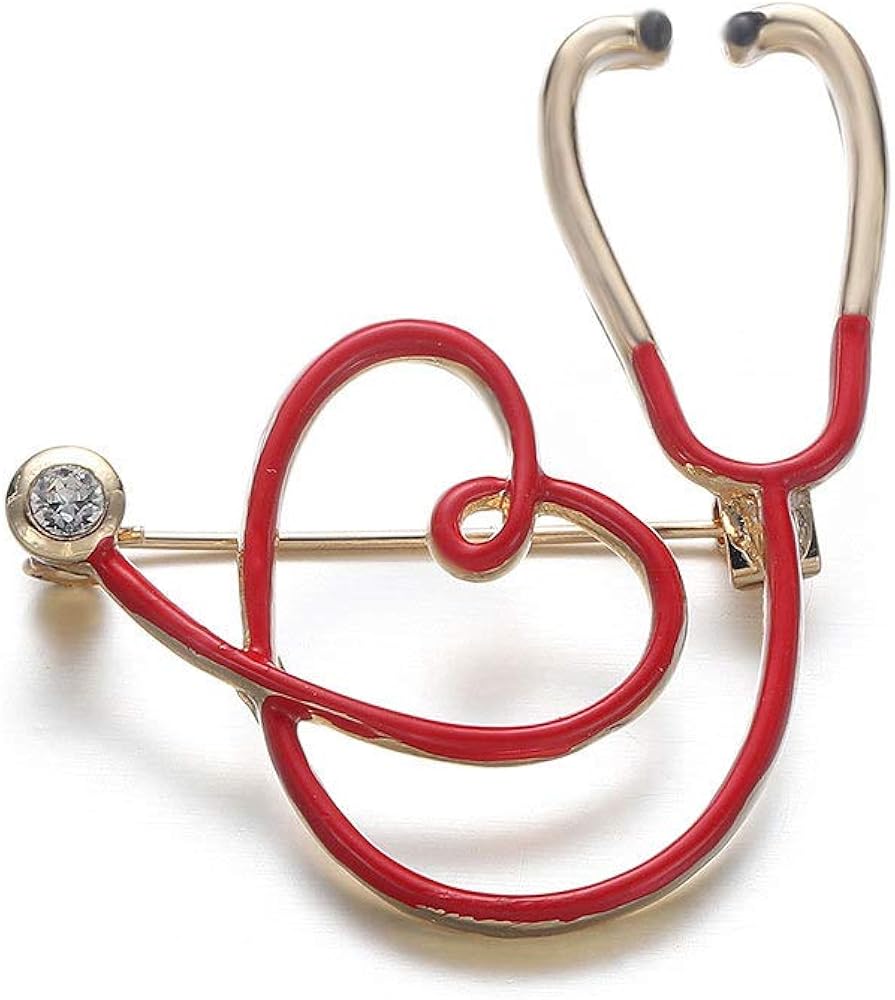 COLORFULTEA Cute Stethoscope Pin Medical Enamel Medicine Gold Brooch