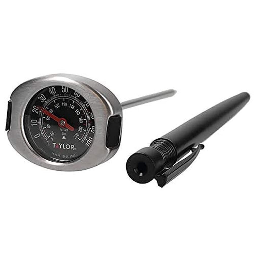Taylor Pro Meat Thermometer Probe, Chef Kitchen Temperature Gauge with Protective Cover, Stainless Steel, 20°F to 220°F Range,Black,15.5 x 4.5 x 3.5 cm