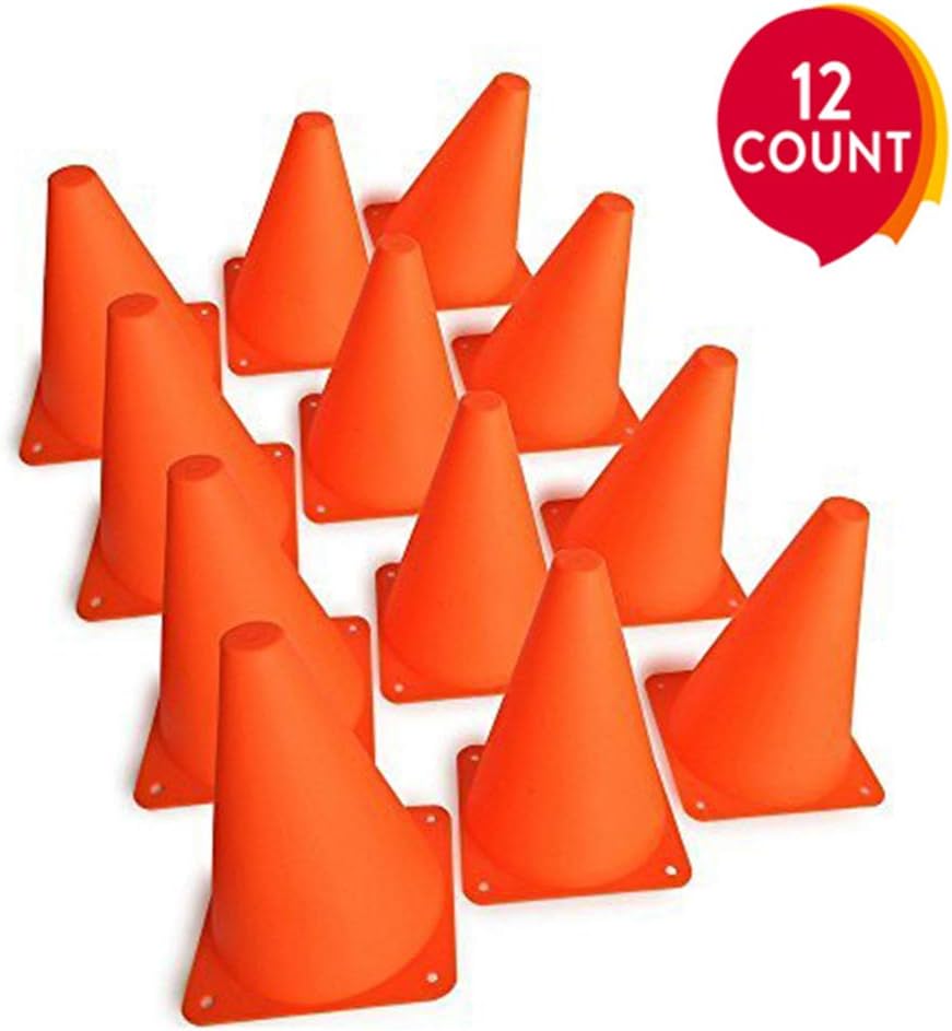 Mydio Set of 12 Orange Sports ConesSport Training Traffic Cones Activity Cone for Kid and Adult- 7 Inch