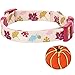 Blueberry Pet Thanksgiving Fall Obsession Ginkgo Biloba Leaf Designer Adjustable Dog Collar with Pumpkin, Medium, Neck 14.5