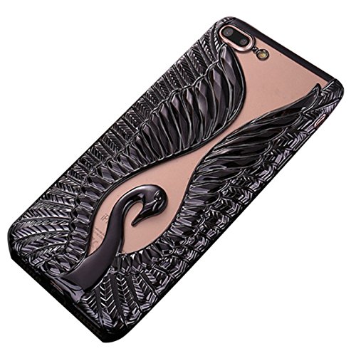 CSablnt Swan Wings Rubber Plating Frame TPU Soft Phone Case for iPhone 7 Plus / 6Plus(5.5")Case (black, iphone6plus(5.5)))