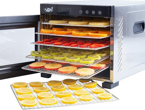 Vita5 Food Dryer with 6 Stainless Steel Trays – Fruit and Vegetable Dryer 24 Hours Timer – Food Dehydrator Adjustable Temperature 35-75 °C – 650 W Home Dryer in Stainless Steel