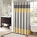 Madison Park Amherst Bathroom Shower Curtain Faux Silk Pieced Striped Modern Microfiber Bath Curtains, 72x72 Inches, Yellow