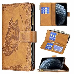 TYWZ Rits Wallet Case voor Samsung Galaxy S20, Embossing Butterfly PU Lederen Flip Portemonnee Rits Purse Case met 9…