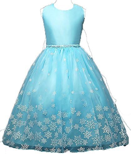 Amazon 雪アナと女王 エルサ 演出 レース フォーマル 披露宴 パーティー 結婚式 ワンピース ドレス 雪柄 ブルー 140 ワンピース チュニック 通販