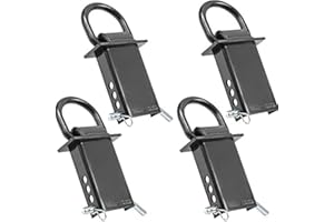 COOLOUS 4 Pack Heavy Duty Adjustable Trailer Stake Pocket D Ring w/ 1/2" Hitch Pin, Load Limit 5400 lbs & 4 Holes for Adjustment | Stake Pocket D-Ring Tie Downs Utility for Flatbed Trucks