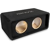 NVX NE82P Dual 8" Slot Ported Subwoofer Enclosure | 1.5 Cu Ft MDF Sub Box with Polyfill, 38Hz Tuning, Spring Terminals, Black Carpet Finish