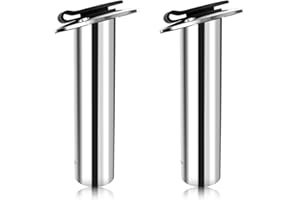 EQUSPUR Fishing Rod Holder 2 Pack, 316 Stainless Steel 15/30/90 Degree Rod Holders for Fishing Boat, Flush Mount with Cap, Heavy Duty