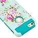 iPhone 6 Case, Vogue shop Peony Design Hybrid High Impact Heavy Duty Dual Layer Hard PC Outer Shell with Soft Rubber Inner Armor Defender Case Cover for Apple iPhone 6 4.7 Inch (peony Teal)